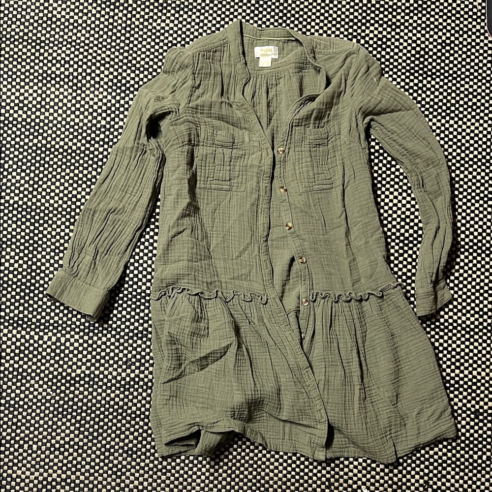 Maeve Olive Green Button-Down Dress